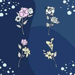 Wall Mural - set of flowers and plant illustrations vector design