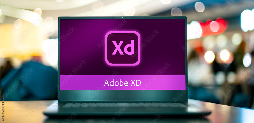 Xd Computer Laptop computer displaying logo of Adobe XD Stock Photo | Adobe Stock