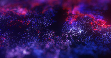 Poster - purple luminous background with colorful lights bokeh. fluid, modern ultraviolet colors. dark purple