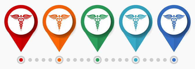 Poster - Hospital, emergency, health concept vector icon set, flat design pointers, infographic template