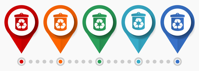Leinwandbilder - Recycling, recycle concept vector icon set, flat design pointers, infographic template
