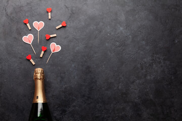 Wall Mural - Champagne bottle and heart shaped decor