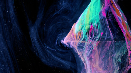Wall Mural - Acrylic colors and ink in water. Abstract frame background.