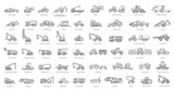 Fototapeta Nowy Jork - Construction vehicles and Agricultural machinery. Industrial transport vector icons