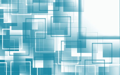Poster - Abstract background with simple blue square or rectangle geometrical shapes