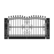 Fence gate vector icon.Black vector icon isolated on white background fence gate.