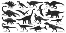 Dinosaur Isolated Black Set Icon. Vector Black Set Icon Dino Animal. Vector Illustration Dinosaur On White Background.