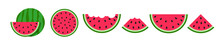 Fresh And Juicy Watermelons And Slices Icon