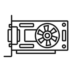 Poster - video card chip icon outline vector. computer gpu