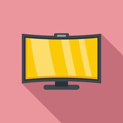 Poster - Curved monitor icon flat vector. Computer screen