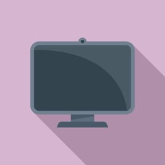 Poster - Web camera monitor icon flat vector. Computer screen
