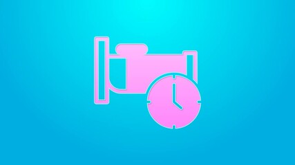 Poster - Pink line Time to sleep icon isolated on blue background. Sleepy zzz. Healthy lifestyle. 4K Video motion graphic animation