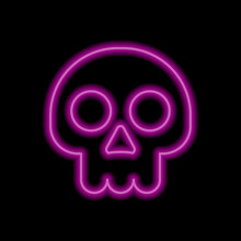 Skull Simple Icon. Flat Desing. Purple Neon On Black Background.ai
