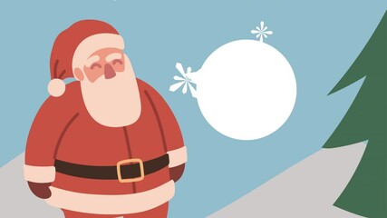 Sticker - merry christmas animation with santa claus speaking