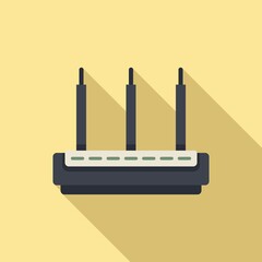 Sticker - Modem icon flat vector. Wifi router