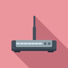 Sticker - Broadband modem icon flat vector. Internet router