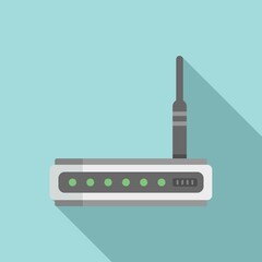 Poster - network modem icon flat vector. internet router