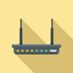 Sticker - Device modem icon flat vector. Wifi internet