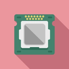 Poster - Processor circuit icon flat vector. Chip cpu
