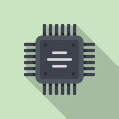 Poster - Computer cpu icon flat vector. Circuit chip