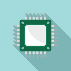 Poster - Central processor icon flat vector. Chip circuit