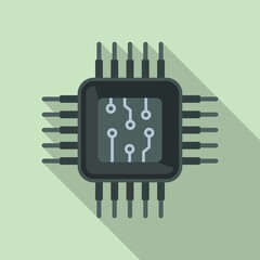 Poster - Micro cpu icon flat vector. Computer digital