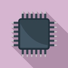 Poster - Science cpu icon flat vector. Circuit chip