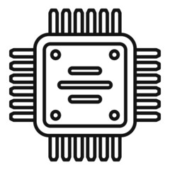 Poster - computer cpu icon outline vector. circuit chip