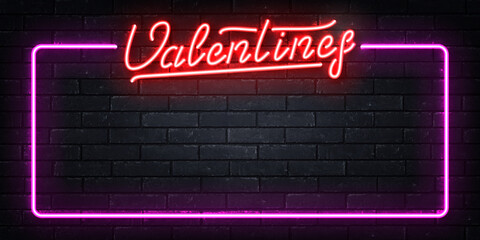 Wall Mural - vector realistic isolated neon sign of valentine's day for decoration and covering on the wall backg