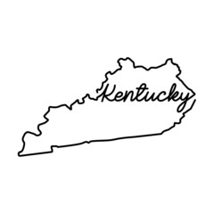 Poster - Kentucky US state outline map with the handwritten state name. Continuous line drawing of patriotic home sign. A love for a small homeland. T-shirt print idea. Vector illustration.