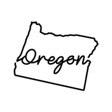 Oregon US State Outline Map With The Handwritten State Name. Continuous Line Drawing Of Patriotic Home Sign. A Love For A Small Homeland. T-shirt Print Idea. Vector Illustration.