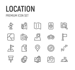 Canvas Print - Set of location line icons.