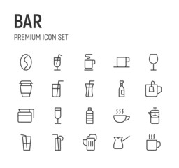 Poster - Set of bar line icons.