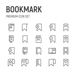 Poster - Set of bookmark line icons.