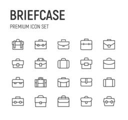 Poster - Set of briefcase line icons.