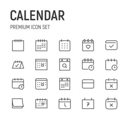 Poster - set of calendar line icons.