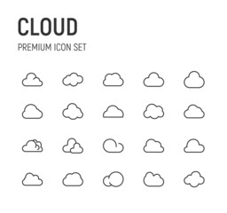 Poster - Set of cloud line icons.