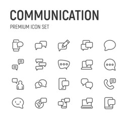 Poster - Set of communication line icons.