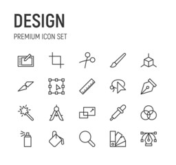 Poster - set of design line icons.