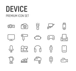 Poster - Set of device line icons.