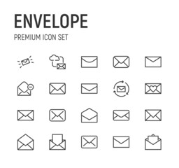 Poster - Set of envelope line icons.