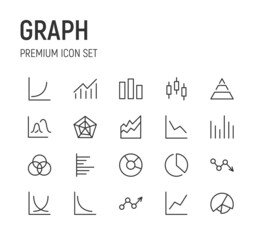 Poster - Set of graph line icons.