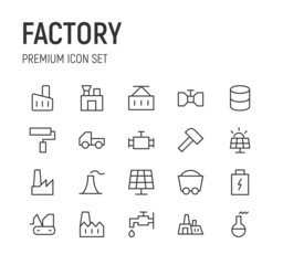 Sticker - Set of factory line icons.