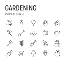 Set Of Gardening Line Icons.