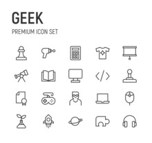 Set Of Geek Line Icons.