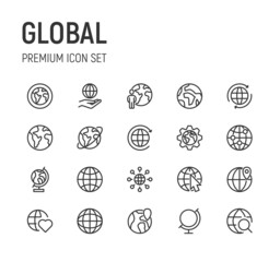 Canvas Print - Set of global line icons.