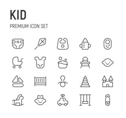 Poster - Set of kid line icons.