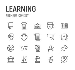 Sticker - Set of learning line icons.