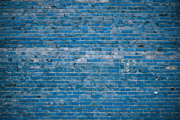 Canvas Print - old blue brick wall