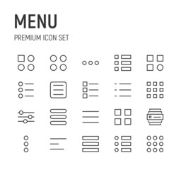 Poster - Set of menu line icons.